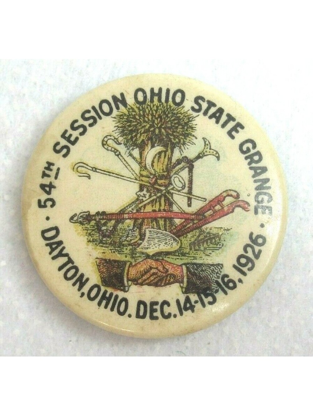 1926 Vintage 54th Session Ohio State Grange Dayton Ohio Fraternal Masonic Button